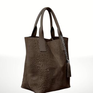 VERANIA - Bolso tote de piel Gamuza 220615