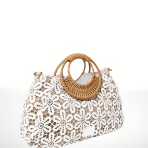 FIORELLA – Bolso de yute natural con encaje 261060
