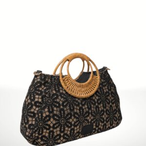 FIORELLA – Bolso de yute natural con encaje 261060