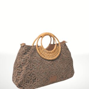 FIORELLA – Bolso de yute natural con encaje 261060