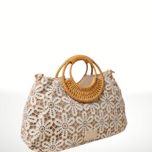 FIORELLA – Bolso de yute natural con encaje 261060