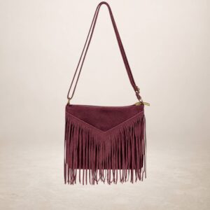 CASCADA V - Bolso de piel Gamuza - Rojo oscuro