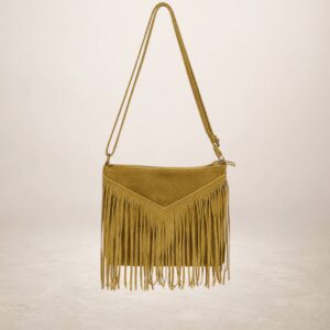 CASCADA V - Bolso de piel Gamuza - Mostaza