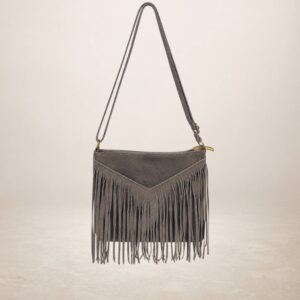 CASCADA V - Bolso de piel Gamuza - Taupe oscuro