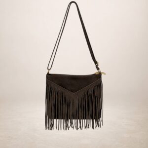 CASCADA V - Bolso de piel Gamuza - Marron cafe