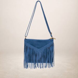 CASCADA V - Bolso de piel Gamuza - Azul vaquero