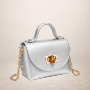 GINEVRA - Bolso de piel 260316 - Plateado
