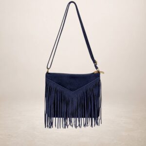 CASCADA V - Bolso de piel Gamuza - Azul marino