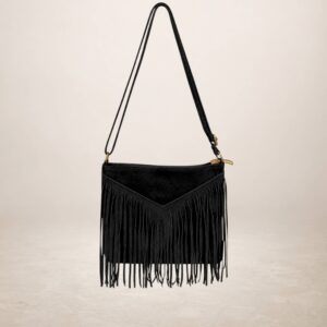 CASCADA V - Bolso de piel Gamuza - Negro