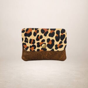 KANIA - Monedero de pial gamuza y pelo de potro - Leopardo marron