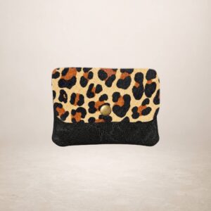 KANIA - Monedero de pial gamuza y pelo de potro - Leopardo negro