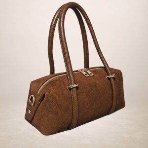 DIAMANTE - Bolso de piel gamuza - Marron