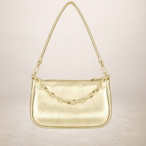 LALABEL - Bolso de piel vacuno - Dorado (Gamuza laminado)