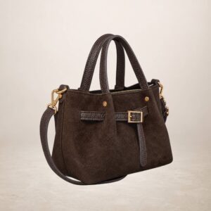 ERRE - Bolso de piel gamuza - Marron cafe