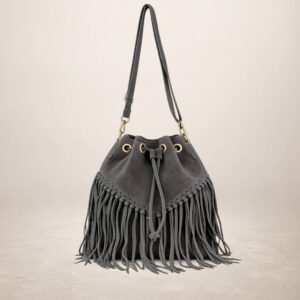 EMANUELA - Bolso de piel Gamuza - Gris