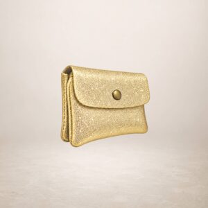 KATIA - Monedero de piel Gamuza Laminado - Platino