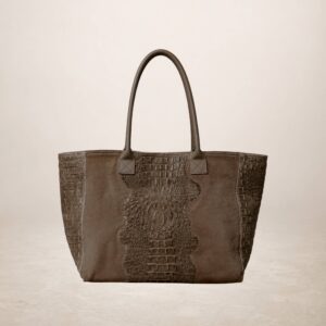 MATERA - Bolso tote de piel gamuza - Taupe oscuro