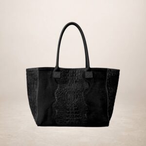 MATERA - Bolso tote de piel gamuza - Negro