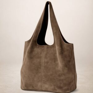 GIANNINA - Bolso de piel Gamuza - Taupe oscuro