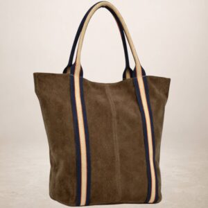 MELODY - Bolso Tote de piel Gamuza - Topo