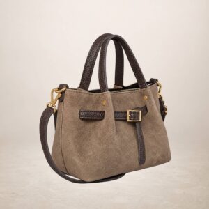 ERRE - Bolso de piel gamuza - Taupe oscuro