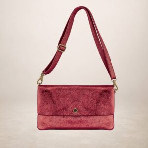 KELIA - Bolso de piel gamuza laminado  - Burdeos