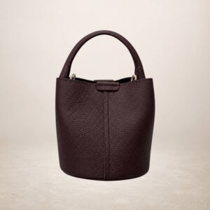 NENSI - Bolso bucket de piel - Rojo vino