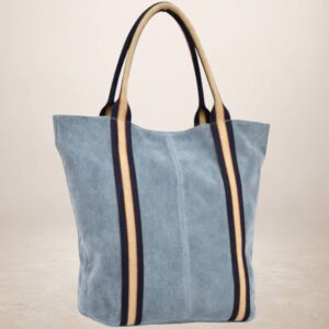 MELODY - Bolso Tote de piel Gamuza - Azul turkish