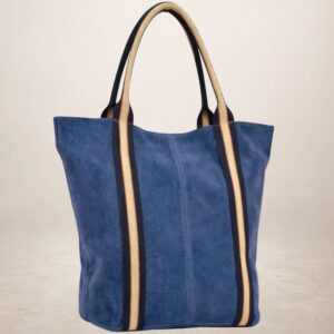 MELODY - Bolso Tote de piel Gamuza - Azul vaquero