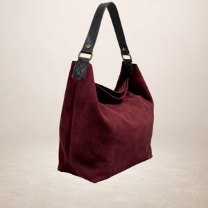 CARINA - Bolso de piel Gamuza - Rojo oscuro