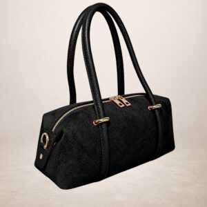 DIAMANTE - Bolso de piel gamuza - Negro