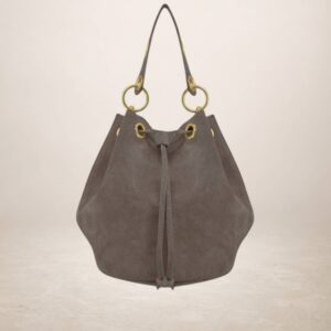 ARLECCHINO - Bolso de piel Gamuza - Taupe oscuro