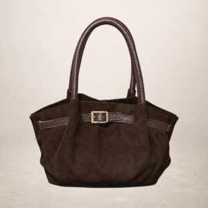 EGITTA - Bolso de piel gamuza - Marron chocolate
