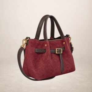 ERRE - Bolso de piel gamuza - Rojo oscuro