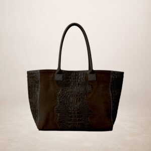 MATERA - Bolso tote de piel gamuza - Castano
