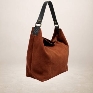 CARINA - Bolso de piel Gamuza - Teja