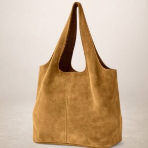 GIANNINA - Bolso de piel Gamuza - Cuero claro