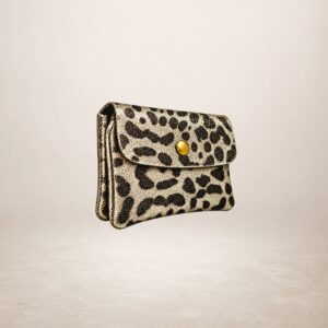 KATIA - Monedero de piel Gamuza Laminado - Leoparto platinado