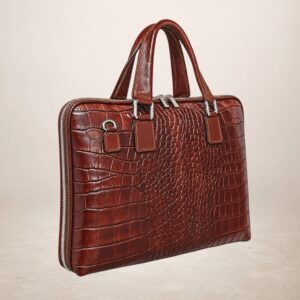SHILLA - maletin de piel grabado coco - Marron castano