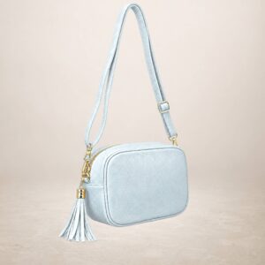 BINDI - Bandolera de piel - Celeste pastel