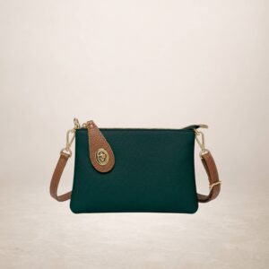 ALLEGRA - Bolso de mano de piel - Verde bosco