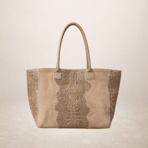 MATERA - Bolso tote de piel gamuza - Camel