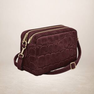 DAILA - Bolso de piel gamuza - Rojo vino