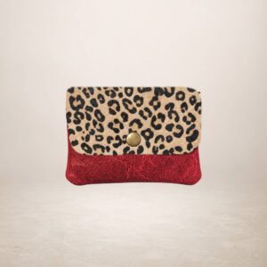KANIA - Monedero de pial gamuza y pelo de potro - Jaguar rojo