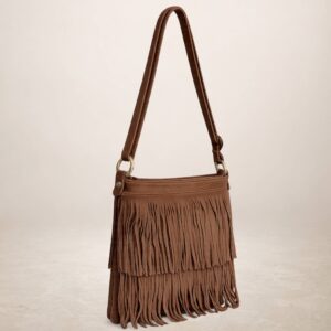CASCADA - Bolso bandolera de piel Gamuza - Marron