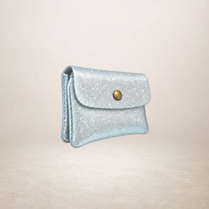 KATIA - Monedero de piel Gamuza Laminado - Celeste