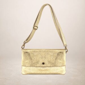 KELIA - Bolso de piel gamuza laminado  - Platinado