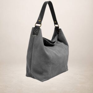 CARINA - Bolso de piel Gamuza - Gris oscuro