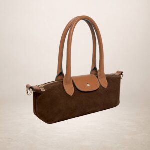 CHARRO - Bolso de piel gamuza - Marron oscuro