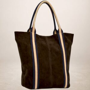 MELODY - Bolso Tote de piel Gamuza - Marro cafe